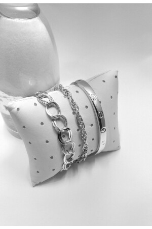 Women's Silver Color Combination Bracelet - Bers Aksesuar