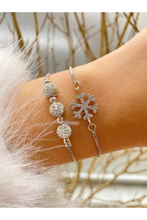 Women's Silver Color Combination Bracelet Set of 2 - Jenny Daphne