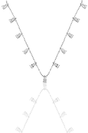 Women's Silver Drop Zircon Stone Necklace SGTL9667 - Söğütlü Silver