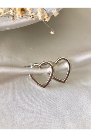 Women's Silver Heart Earrings - Bijouterie Earrings - Heart Earrings - Minels Tasarım