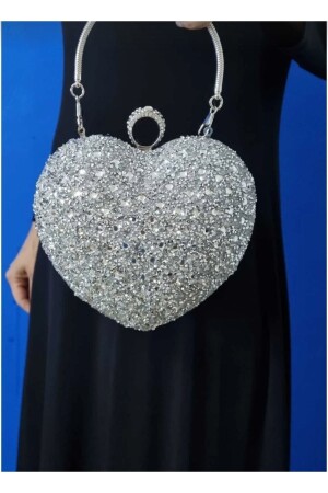 Women's Silver Heart Evening Bag - Gp Gues Polo