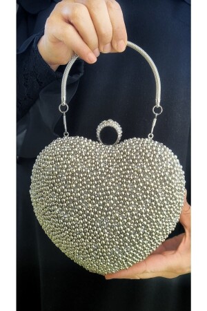 Women's Silver Heart Evening Dress Bag Tm1111a - Genel Markalar