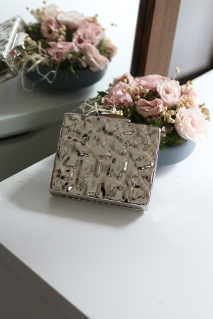 Women's Silver Metal Evening Bag with Chain - Moom Bag