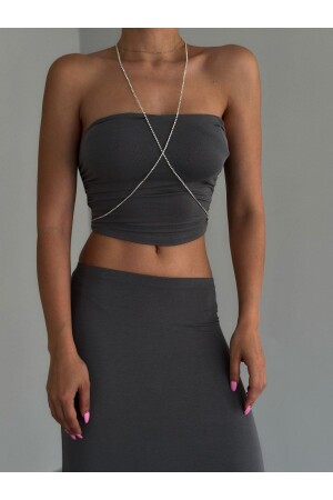 Women's Silver Stone Detailed Body & Waist Chain - Coaksco