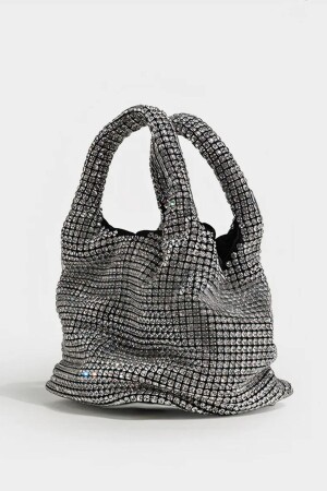 Women's Silver Stone Double Handle Chain Evening Bag - Moom Bag