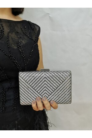 Women's Silver Stone Evening Dress Clutch Portfolio Hand Night Wedding Engagement Bag 370 - NAZART
