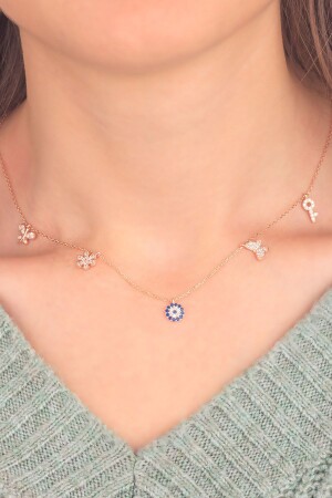 Women's Silver Zircon Stone Figured Design Lucky Necklace Rvz198034 - LINTERNA