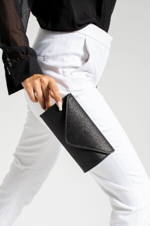 Women's Silvery Black Mini Portfolio Evening Dress Bag - Bibags