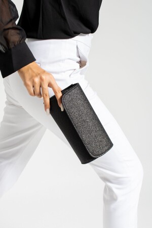 Women's Silvery Black Mini Portfolio Evening Dress Bag Shoulder Bag - Bibags