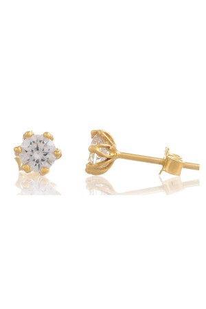 Women's Single Stone Earring 14 Carat Gold - Moom Mücevherat