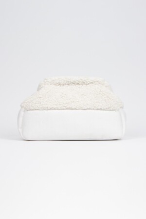 Women's Special Design White Plush Teddy Clutch Portfolio Bag - Bahels