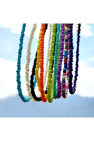 Women's Spring Colors Sand Bead Necklace 10 Pieces - İpar Aksesuar