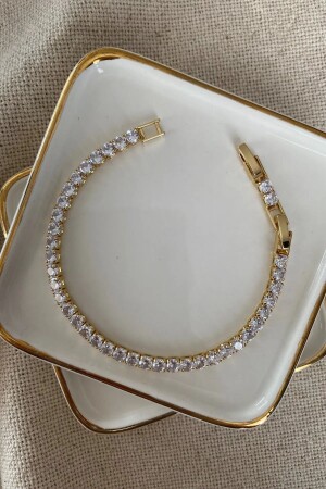 Women's Steel Square Cut Waterway Gold Bracelet - Demokan