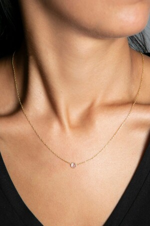 Women's Stony Elegant Model 925 Sterling Silver Necklace TFNY65072 - Elika Silver