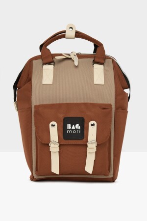 Women's Tan Pocketed Mother Baby Bag with Logo M000003884 - Bagmori