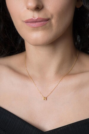 Women's Three-dimensional Letter H Gold Plated 925 Sterling Silver Necklace PP2219 - Elika Silver
