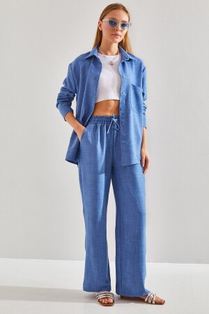 Women's Top and Bottom Set with Elastic Waist Trousers - Bianco Lucci