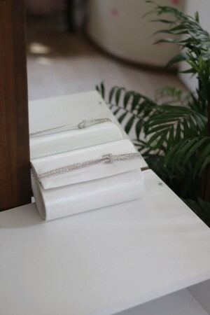 Women's White Stone Detailed Evening Dress Chain Bag MB000502 - Moom Bag