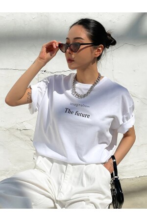 Women's White The Future Oversize T-shirt - Alika