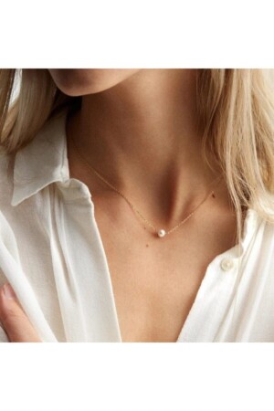 Women's Yellow Pearl Detailed Necklace - Chehra Design