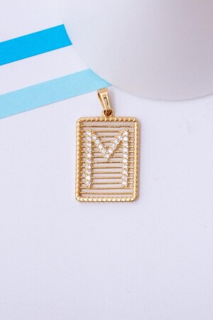 Women's Yellow Stone M Letter Gold Wire Necklace 14 Carat HRFKLYUCTLLTSLM - Bayar Gold