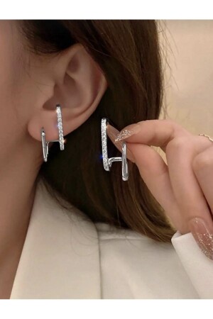 Women's Zircon Stone Silver Earrings - Monalisatoka