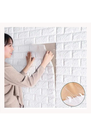 Wonderful Self Adhesive Wallpaper Flexible Foam Panel 3d Dimensional Brick Pattern White nice - Renkli Duvarlar