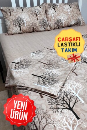 Wood Ağaç Desenli Lastikli Çarşaflı Çift Kişilik Nevresim Takımı cndn-agaçlı-çk - CANDAN ÇEYİZ