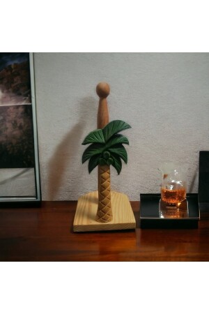 Wood Carving Roll Towel Apparatus Paper Towel Holder Napkin Holder Decorative Green Palm Model 3301000000539 - Veranın Dünyası