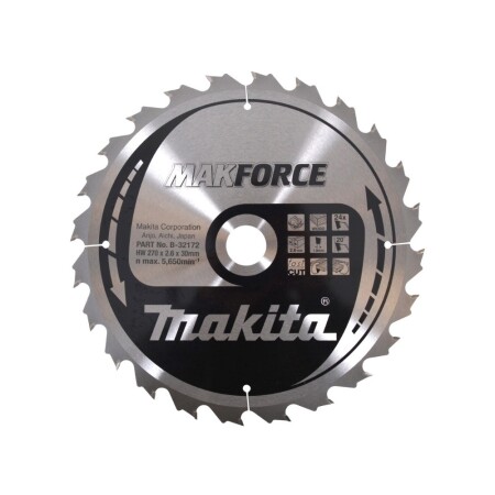 Wood cutting disc MAKITA 270x30x2.6mm 24T 20° - Makita Accessories