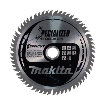 Wood cutting disc MAKITA Efficut 165x20x1.85mm 60T 10° - Makita Accessories
