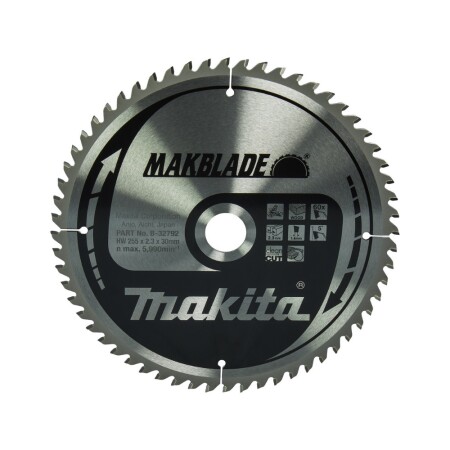 Wood cutting disc MAKITA Makblade 255x30x2.3mm 60T 5° - Makita Accessories