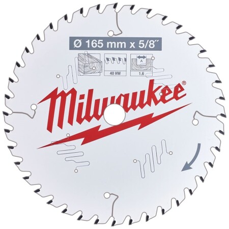 Wood cutting disc MILWAUKEE 165x15.87x1.6 40ATB - Milwaukee Accessories