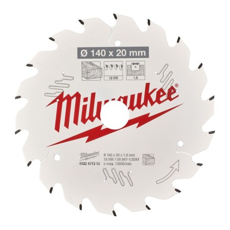 Wood cutting disc MILWAUKEE CSB P W 140x1.6x20 18ATB - Milwaukee Accessories