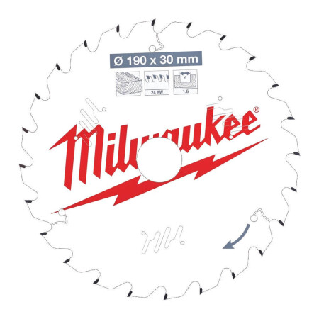 Wood cutting disc MILWAUKEE CSB P W 190x30x1.6 24ATB - Milwaukee Accessories