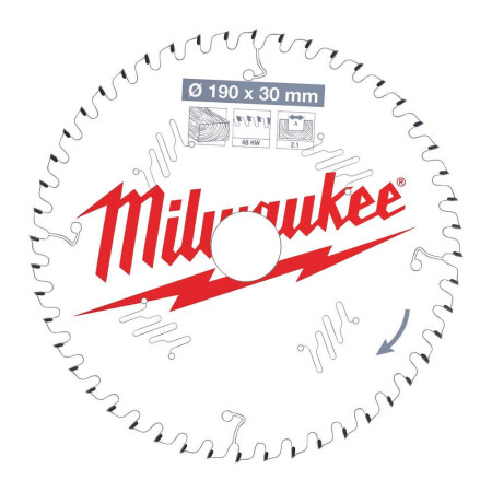 Wood cutting disc MILWAUKEE CSB P W 190x30x2.1 48ATB - Milwaukee Accessories