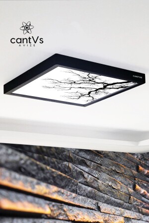 Wood Framed Ceiling Led 60x60cm Panel Lighting Chandelier Living Room Bedroom Kitchen 6500k White Light qwe123123 - Aquaform