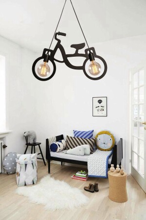 Wood Wooden Bicycle Pendant Lamp Chandelier Wooden Luxury Rustic Modern Decorative Kids Room Chandelier Lamp BSKLTAVZNTR - Nurnivus