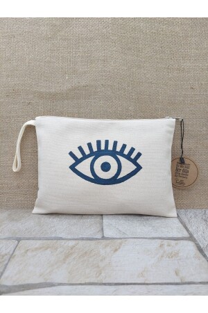 Woodblock Print Eye Pattern Clutch -Portfolio Bag -Makeup Bag - Obidev