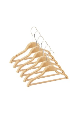 Wooden 0-3 Years Old Baby Clothes Hanger Natural Color 6 Pieces - Nyn