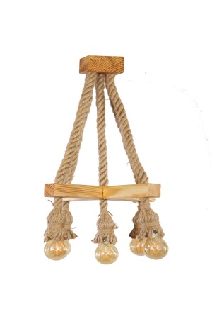 Wooden 5-Piece Chandelier with Rustic Jut Rope 648010817016 - LEVANT