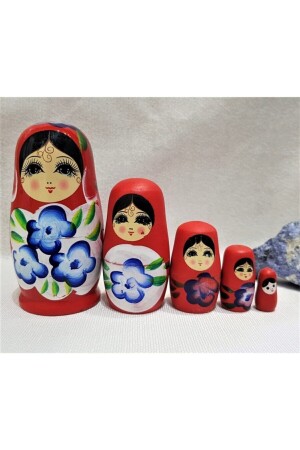 Wooden 5-Piece Nested Matryoshka Doll Red - Jetcom