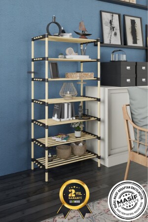 Wooden 7-Tier Shoe Rack Multi-Purpose Modular Shelf 57 Cm Width - Seowood