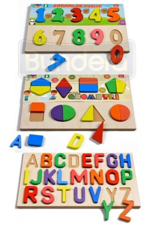 Wooden Alphabet & Numbers & Geometry 3 in 1 Bultak Educational Toy - Bundera