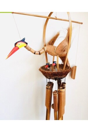 Wooden Bamboo Wind Chime Stork with Babies - Saybil's