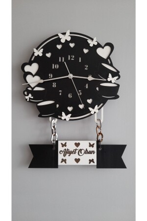 Wooden Black Kitchen Clock- Wooden Clock- Kitchen Decoration - Ste Desing