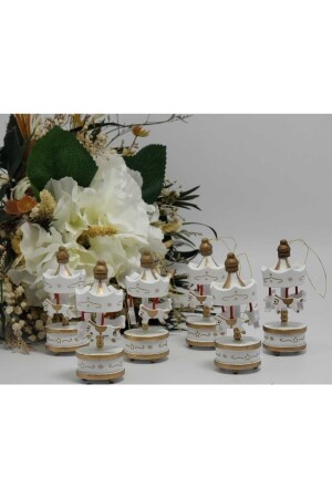 Wooden Carousel 6 Pieces White Color scatb01-1 - Seccadem