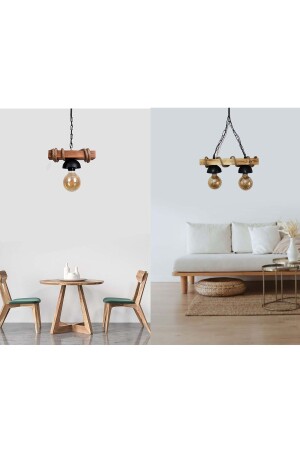 Wooden Chandelier 2 and Single Rope Chandelier Rustic Set Kitchen Chandelier ikiset - RSCOLLECTIONS
