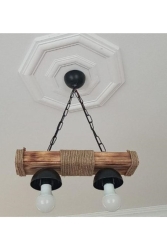 Wooden Chandelier 2 Rope Chandelier Rustic 231564 - AhşapSepeti