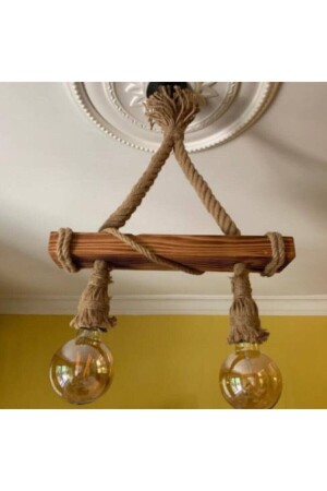 Wooden Chandelier 2 Rope Chandelier Rustic 336955 - AhşapSepeti